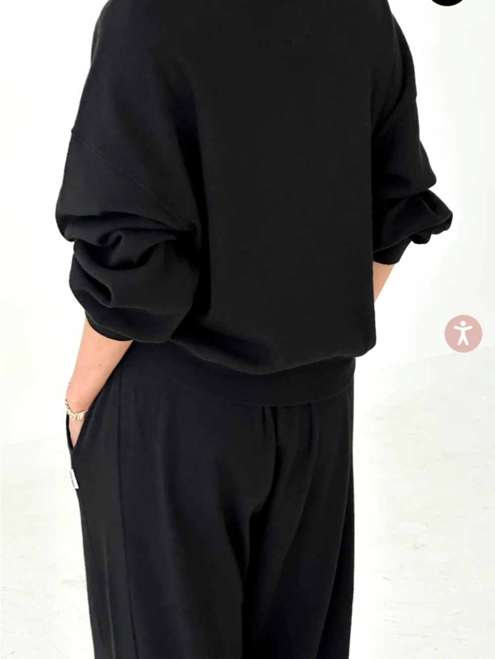 Le Bon Shoppe Black Pointelle Crewneck Sweatshirt - Picture 2 of 13